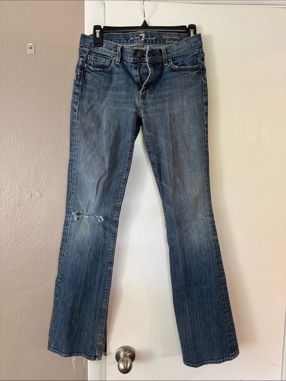 Y2K Women's Blue Distressed Bootcut Jeans 27”